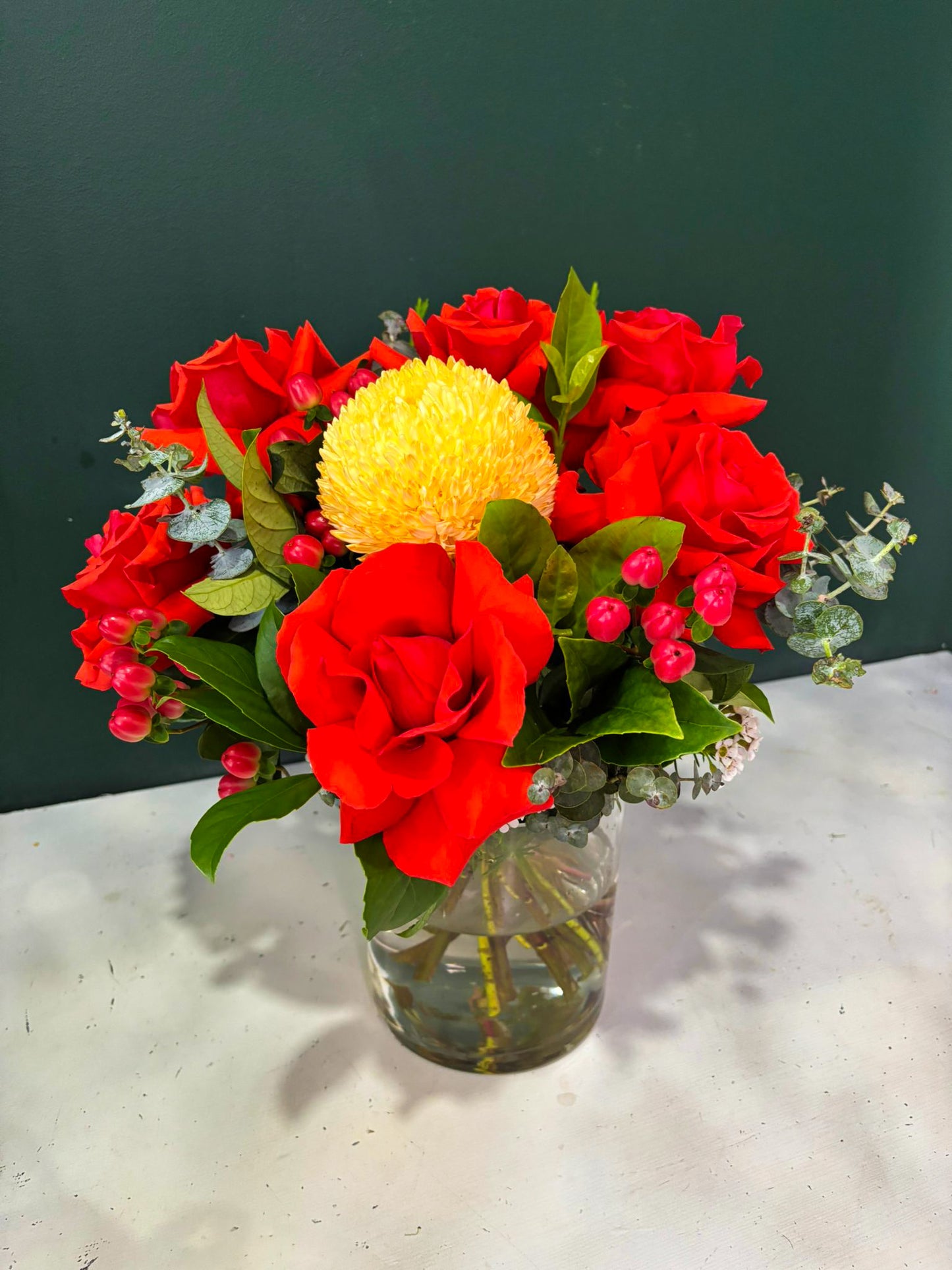 Christmas Bouquet with red roses